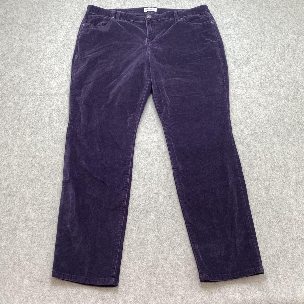 Style&co. DENIM Womens 18W Straight Jeans Purple Corduroy Stretch High Rise